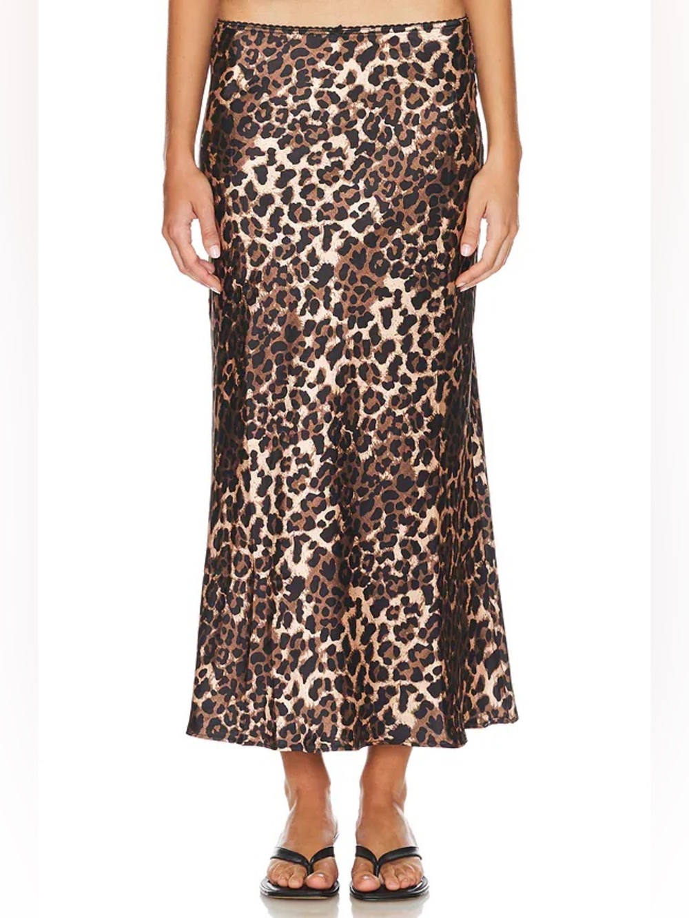 Lioness Leopard Print Midi Skirt in Brown and Black